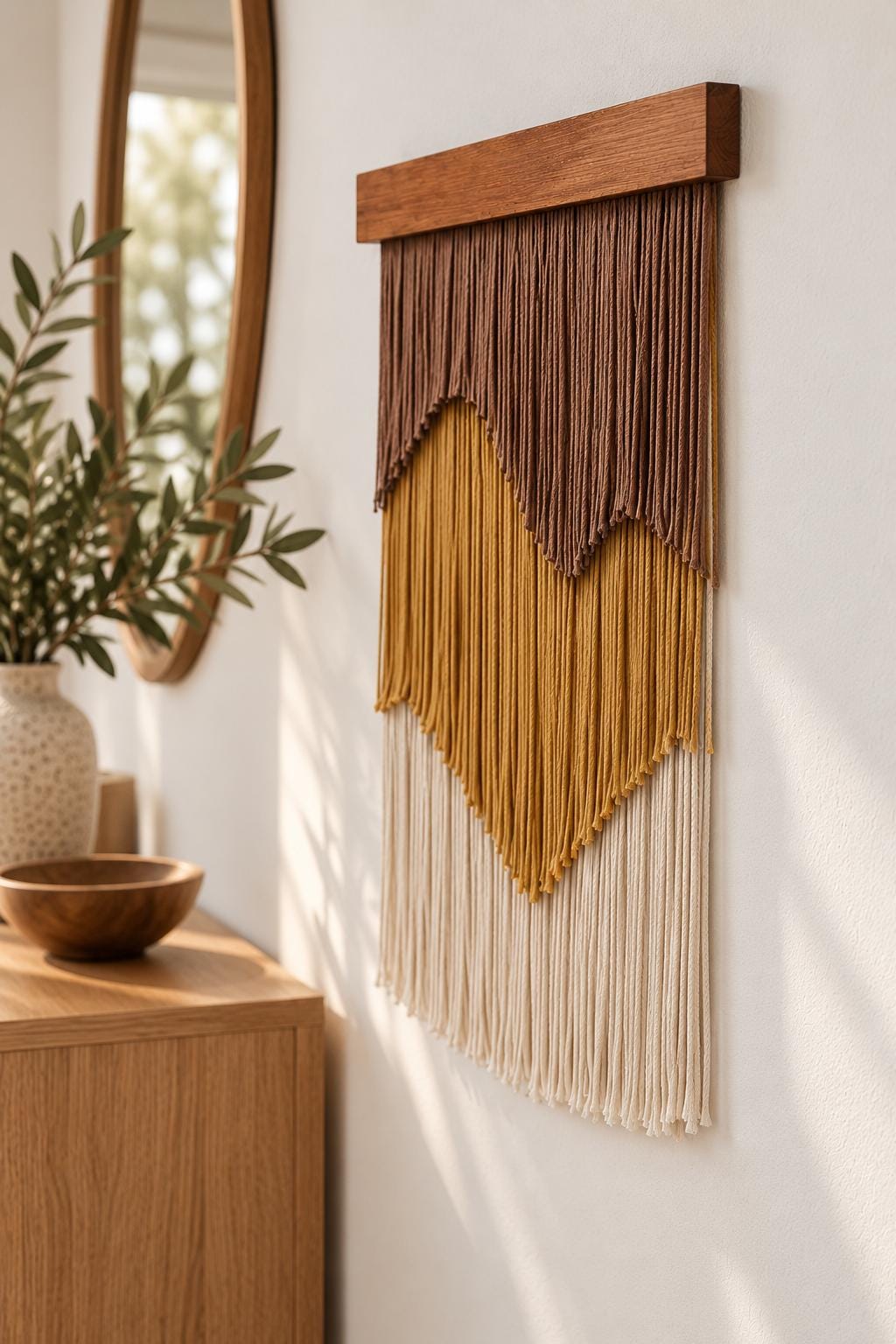 Large Macrame Wall Hanging, Abstract Fiber Wall Art, Modern Boho Textile Tapestry, Statement Wall Decor