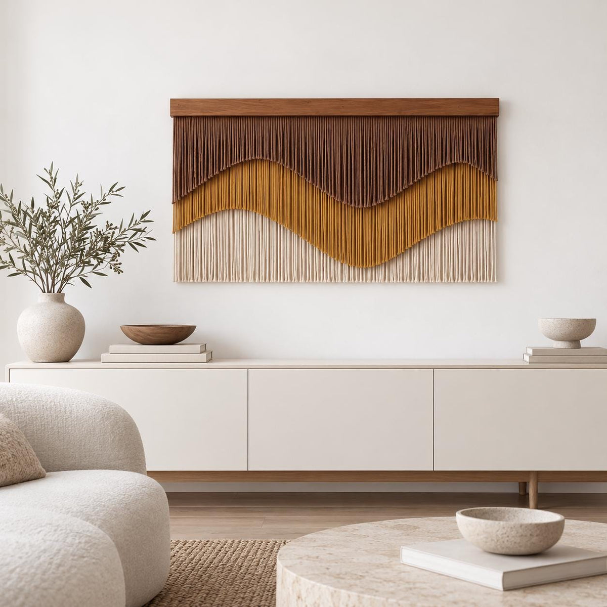 Large Macrame Wall Hanging, Abstract Fiber Wall Art, Modern Boho Textile Tapestry, Statement Wall Decor