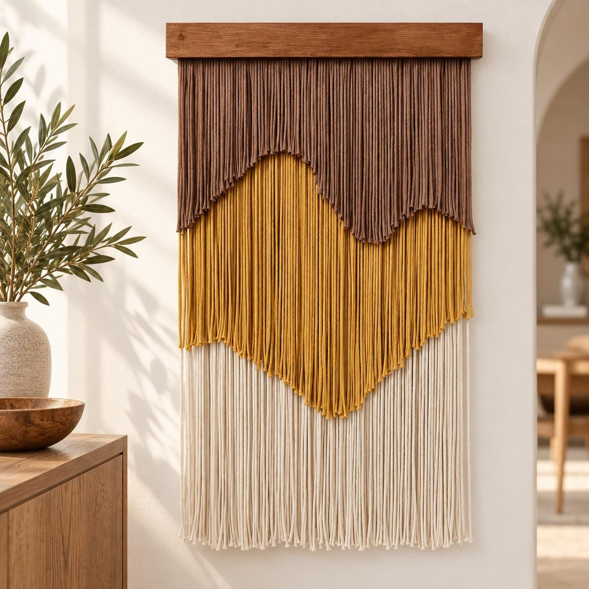 Large Macrame Wall Hanging, Abstract Fiber Wall Art, Modern Boho Textile Tapestry, Statement Wall Decor