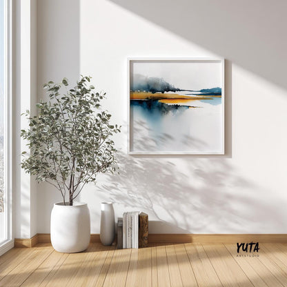 Modern landscape abstraction with soft gradients and expressive color transitions