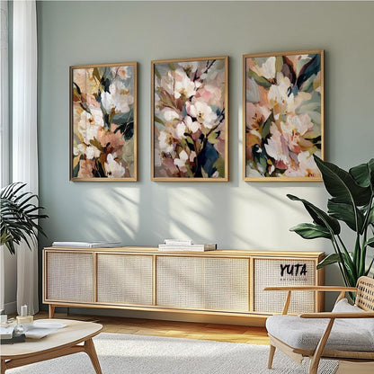 Contemporary abstract floral print in warm earthy tones