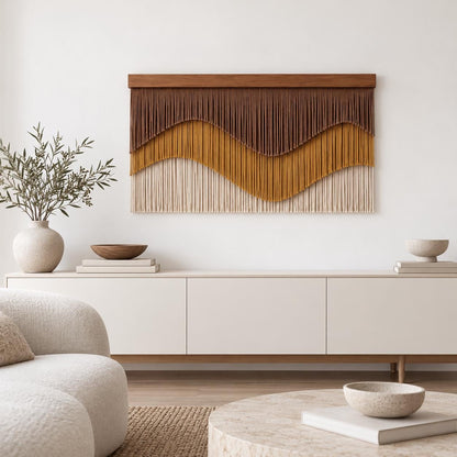 Large Macrame Wall Hanging, Abstract Fiber Wall Art, Modern Boho Textile Tapestry, Statement Wall Decor