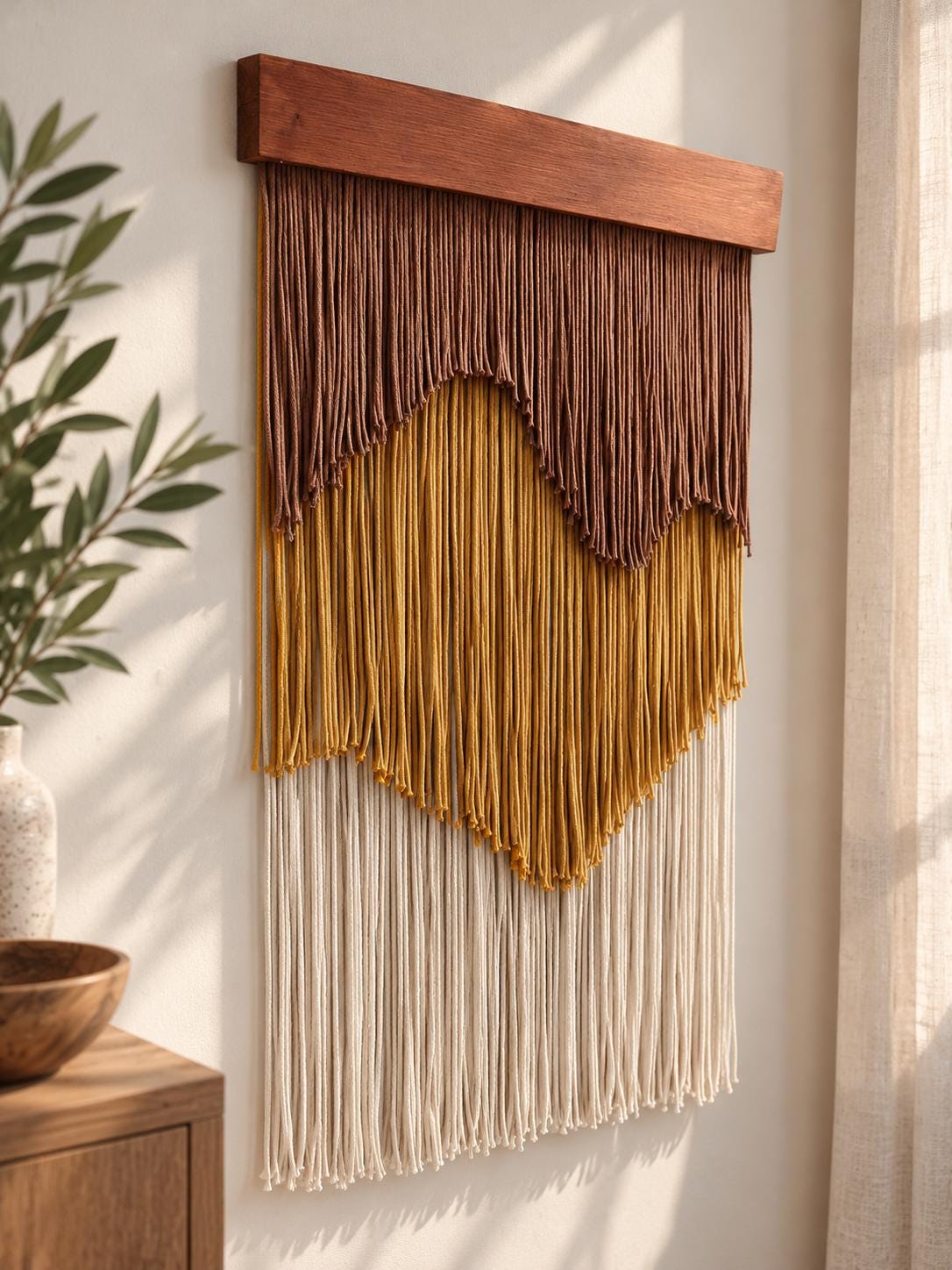 Large Macrame Wall Hanging, Abstract Fiber Wall Art, Modern Boho Textile Tapestry, Statement Wall Decor