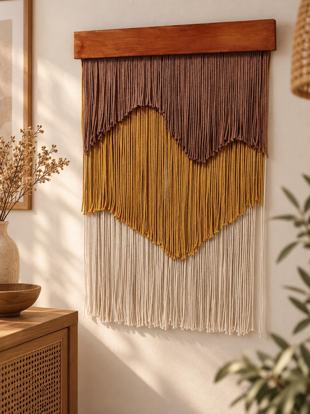 Large Macrame Wall Hanging, Abstract Fiber Wall Art, Modern Boho Textile Tapestry, Statement Wall Decor