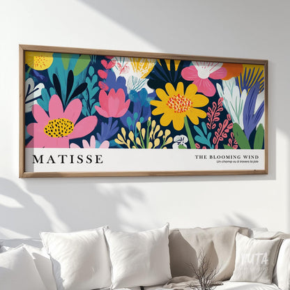 Matisse botanical wall art featuring vibrant floral illustrations, colorful blooms and expressive foliage