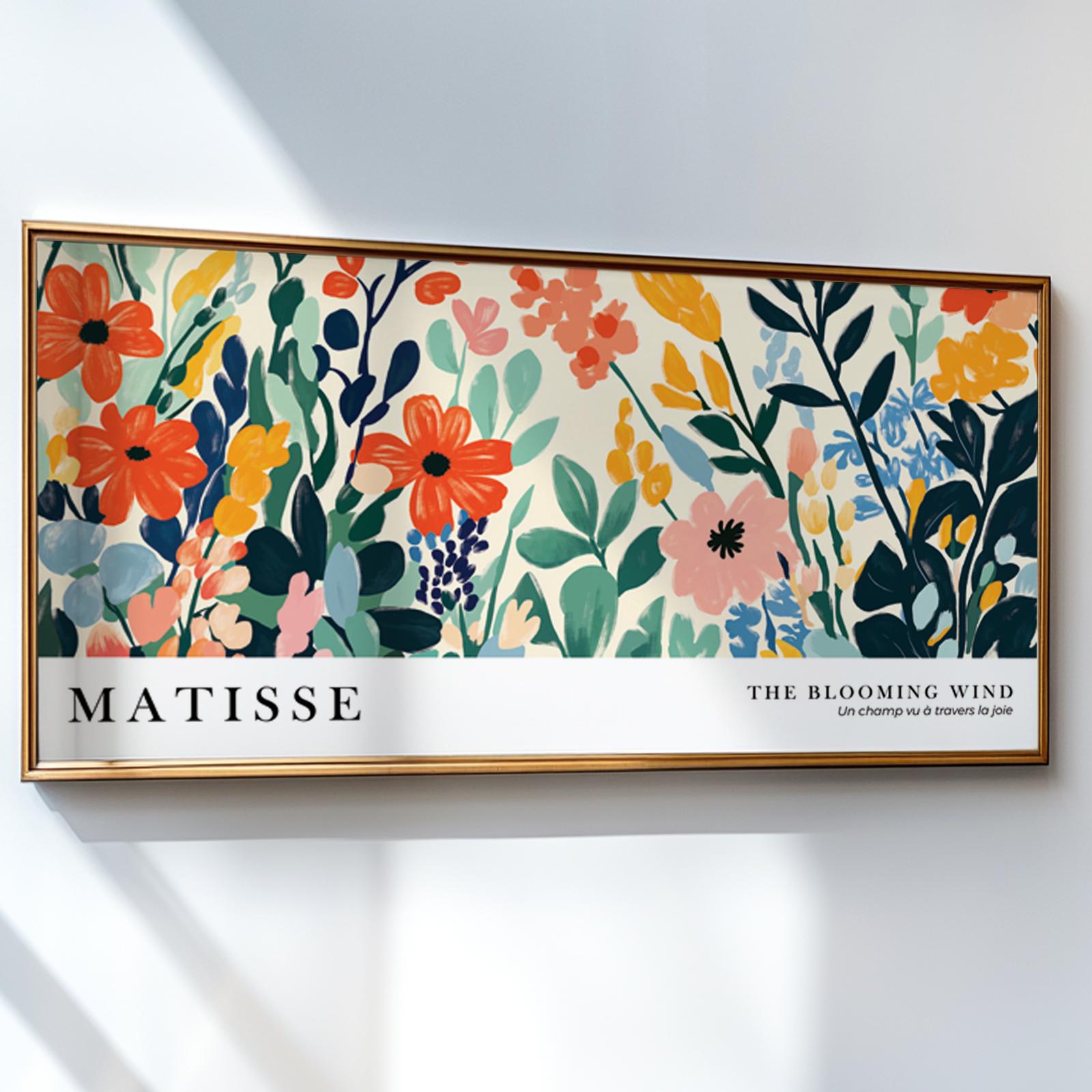 Framed floral print in Matisse style, ready for secure shipping in protective packaging.