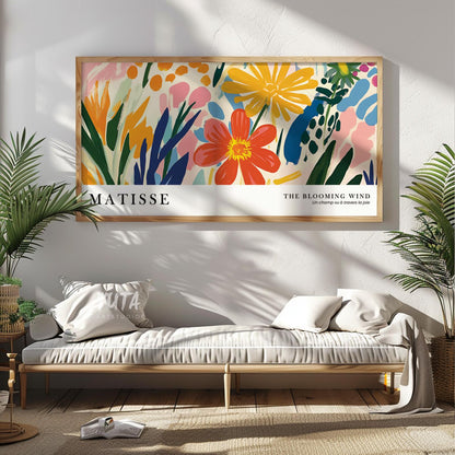 Matisse style flower wall art featuring bold floral illustrations and vibrant botanical composition