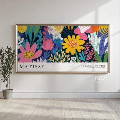 Maximalist floral wall art featuring vibrant blooms, layered foliage and colorful statement design