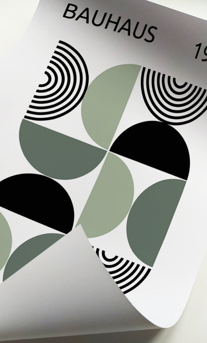 Green minimalist abstract prints for contemporary gallery wall