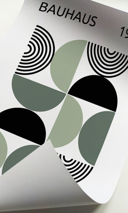 Green minimalist abstract prints for contemporary gallery wall