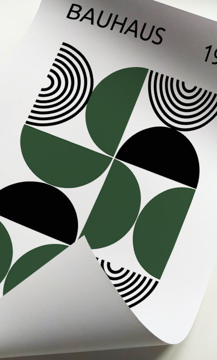 Contemporary Bauhaus artwork with circles and linear patterns