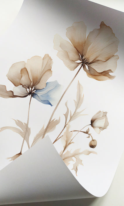 Elegant beige flower wall art for Scandinavian interiors