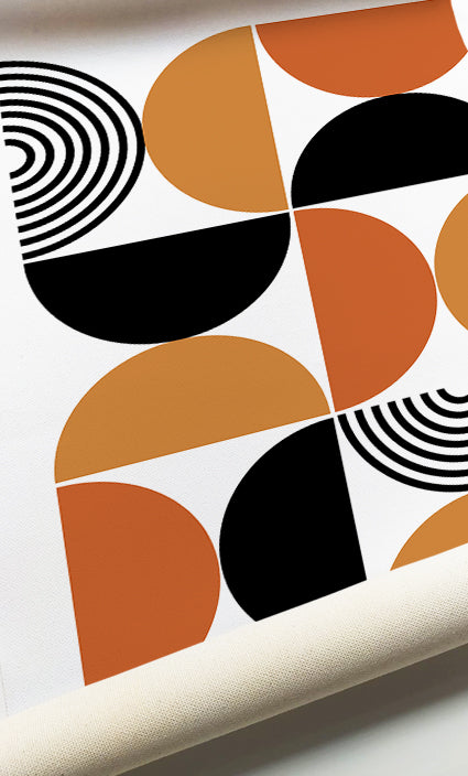 Contemporary terracotta abstract prints designed for modern living rooms and bedrooms