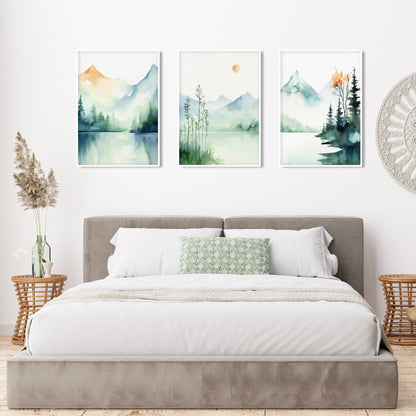 Minimalist watercolor nature art inspired by Scandinavian decor