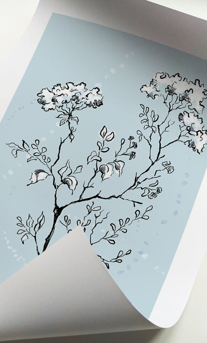 Minimalist botanical artwork featuring hand-drawn wildflowers