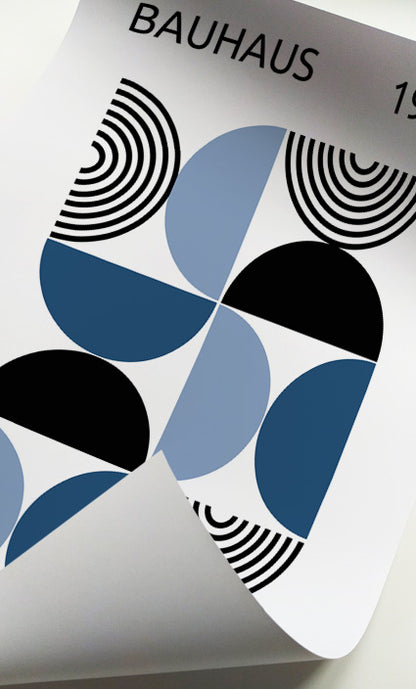 Mid-Century Modern geometric wall décor in blue tones