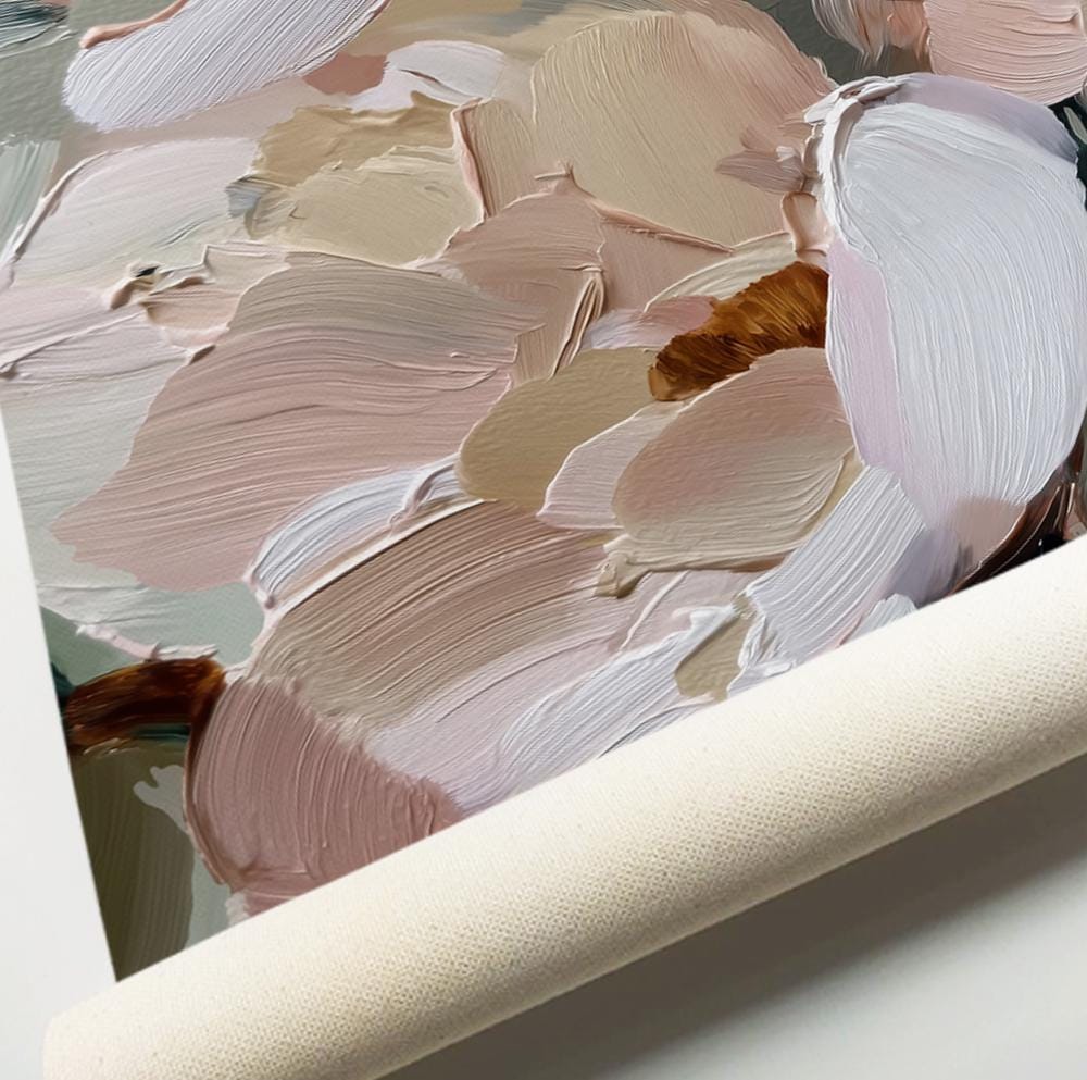 Modern botanical wall art set with expressive floral brushstrokes and sophisticated neutral palette