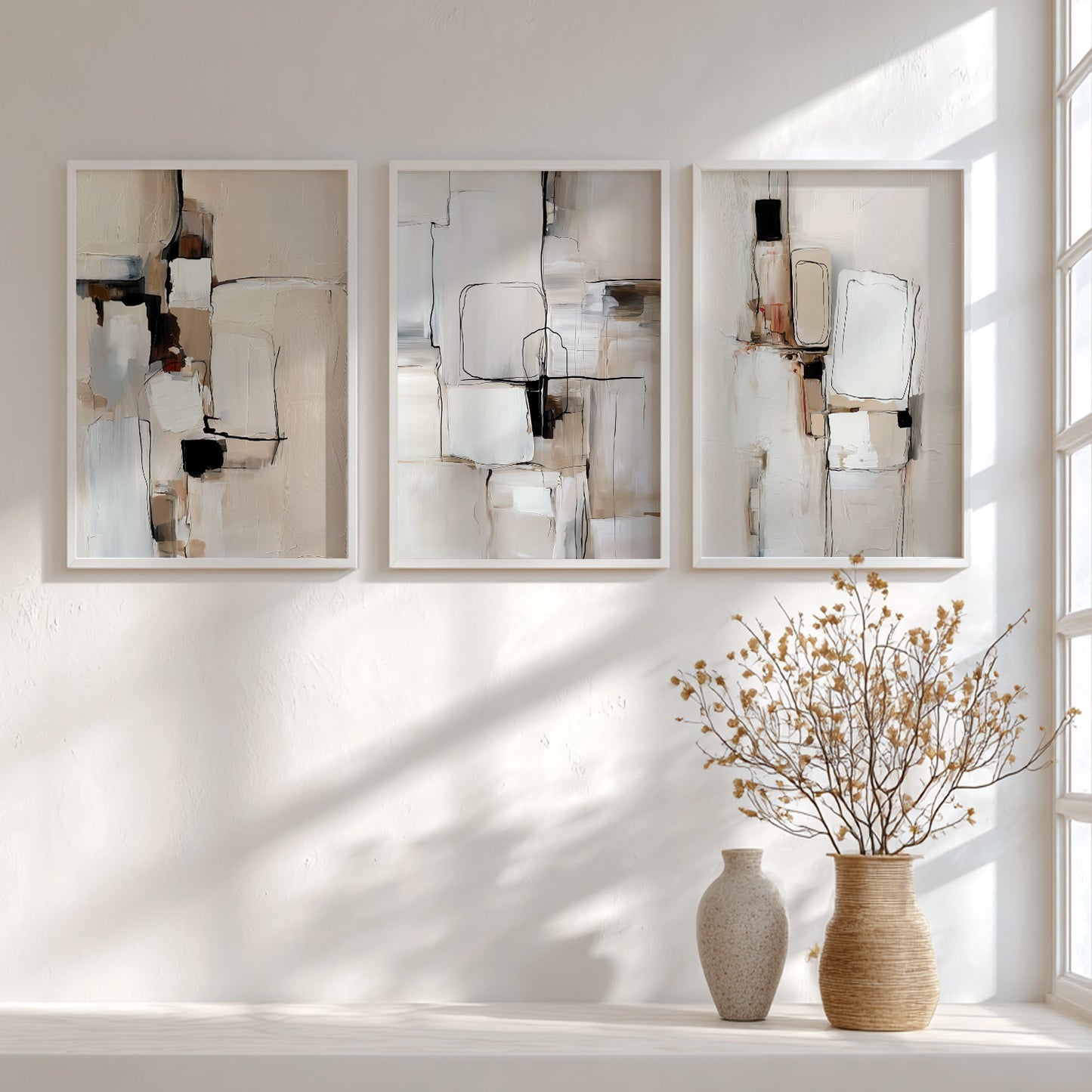 Contemporary beige wall art bringing warmth and sophistication to modern interiors