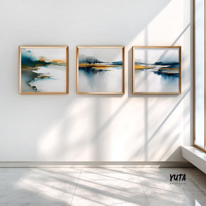 Abstract landscape artwork with fluid brushwork and atmospheric effect