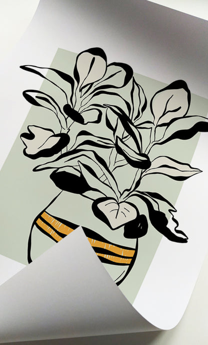 Modern botanical vase prints with minimalist floral illustrations