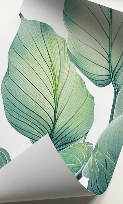 Green leaf wall art set for Organic Modern interiors