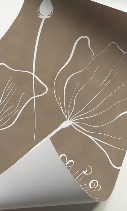 Modern neutral botanical prints set of 3 with simple white flower illustrations and earthy backgrounds.