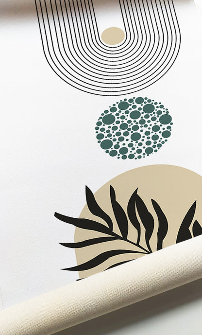 Organic botanical wall art featuring abstract shapes and nature-inspired modern design