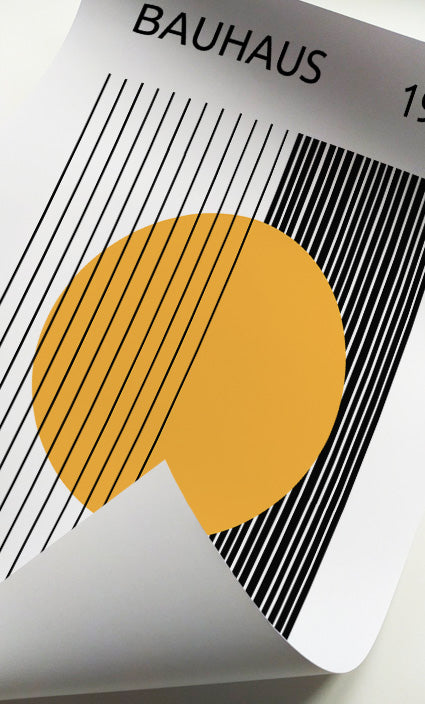 Mid-Century Modern mustard geometric prints for minimalist interiors
