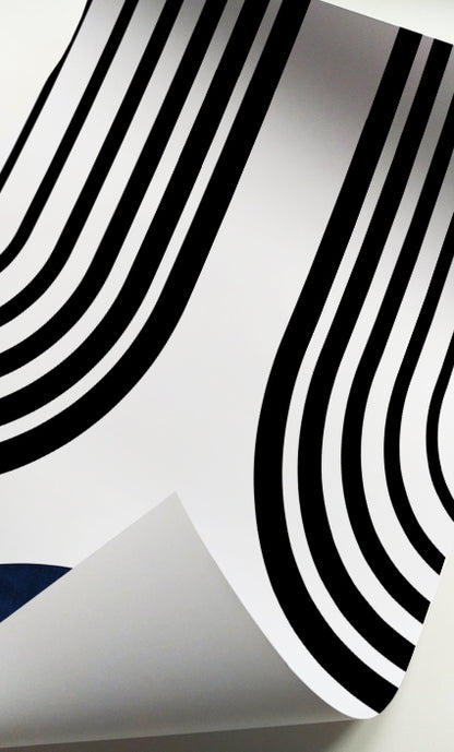 Mid-Century Modern navy blue geometric prints for minimalist interiors