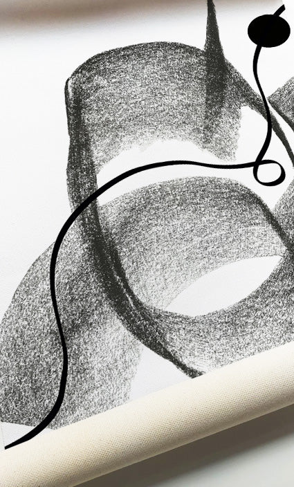 Modern abstract print set with expressive monochrome textures and flowing lines