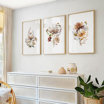 Neutral floral print set for Scandinavian home décor