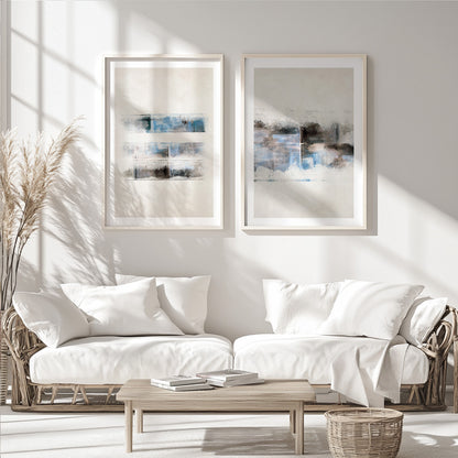 Neutral abstract painting set for living room walls