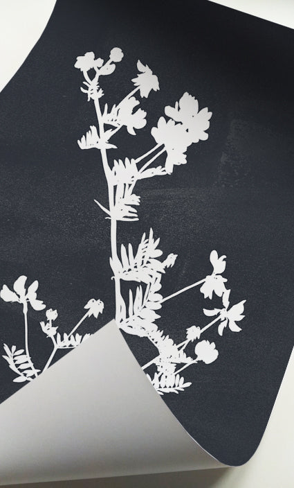 Green wildflower wall art set designed with vintage botanical silhouettes for contemporary décor