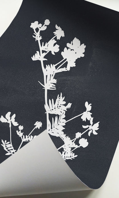 Green wildflower wall art set designed with vintage botanical silhouettes for contemporary décor