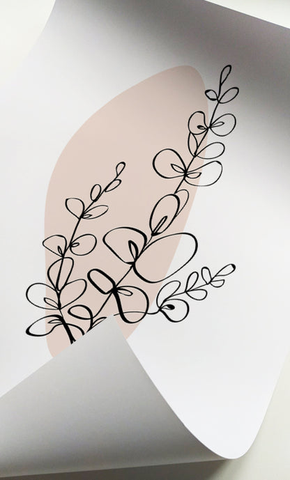 Blush floral wall art set designed for Neutral Minimalist and Organic Modern interiors