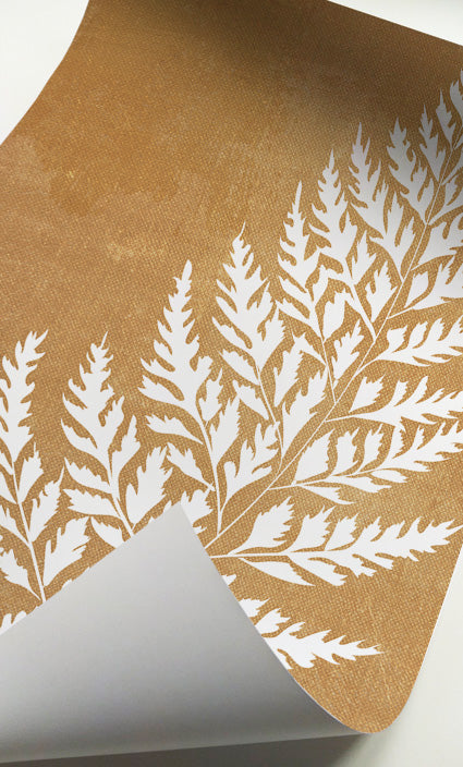 Organic Modern botanical wall décor in warm mustard and beige tones