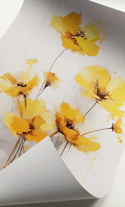 Contemporary floral wall décor with bright yellow blossoms