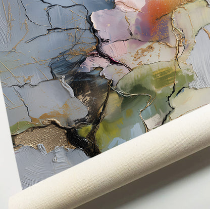 Pastel blue and blush wall art set of 2 with organic abstract forms and delicate gold-colored accents.