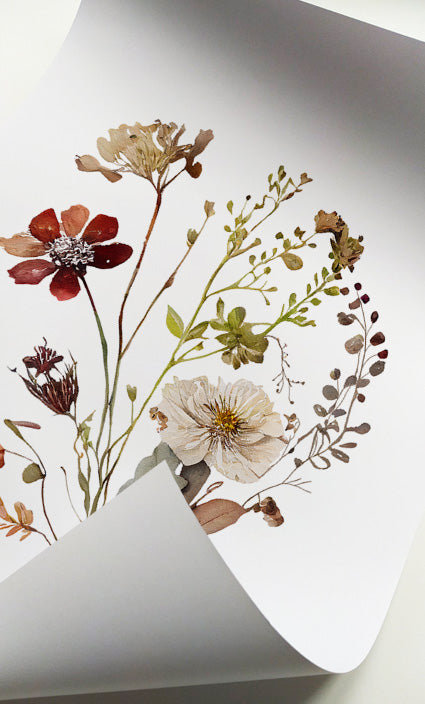 Scandinavian botanical wall art in warm natural colors