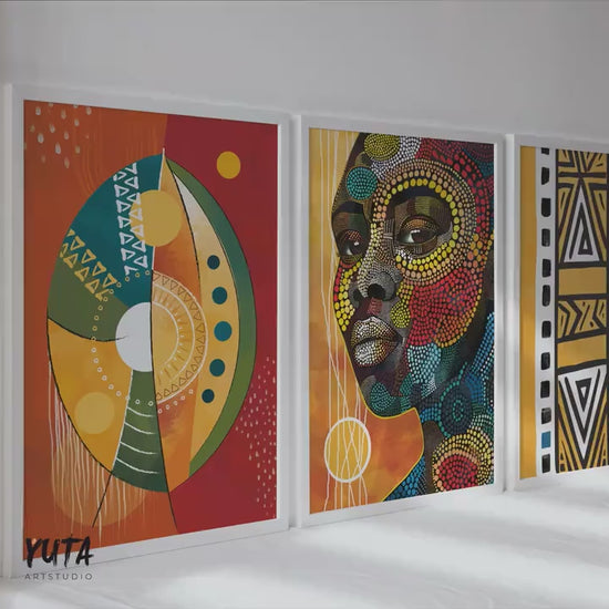 African Woman Portrait Art Set: Boho Ethnic Gallery Wall Prints
