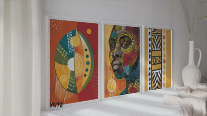 African Woman Portrait Art Set: Boho Ethnic Gallery Wall Prints