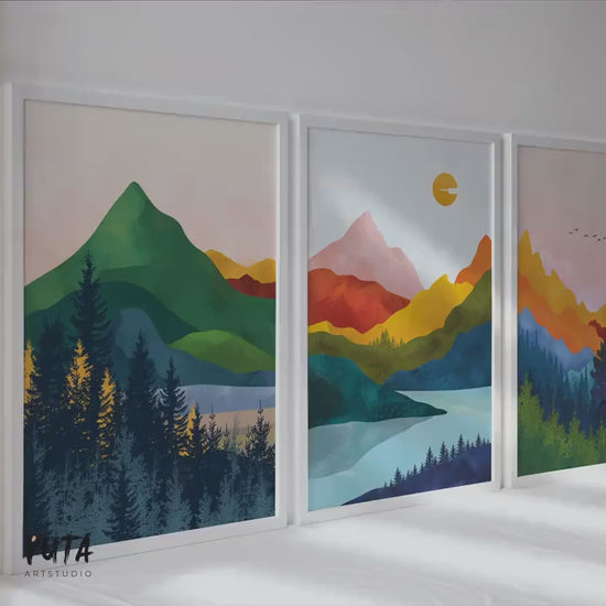 Set of 3 Mountains wall art prints