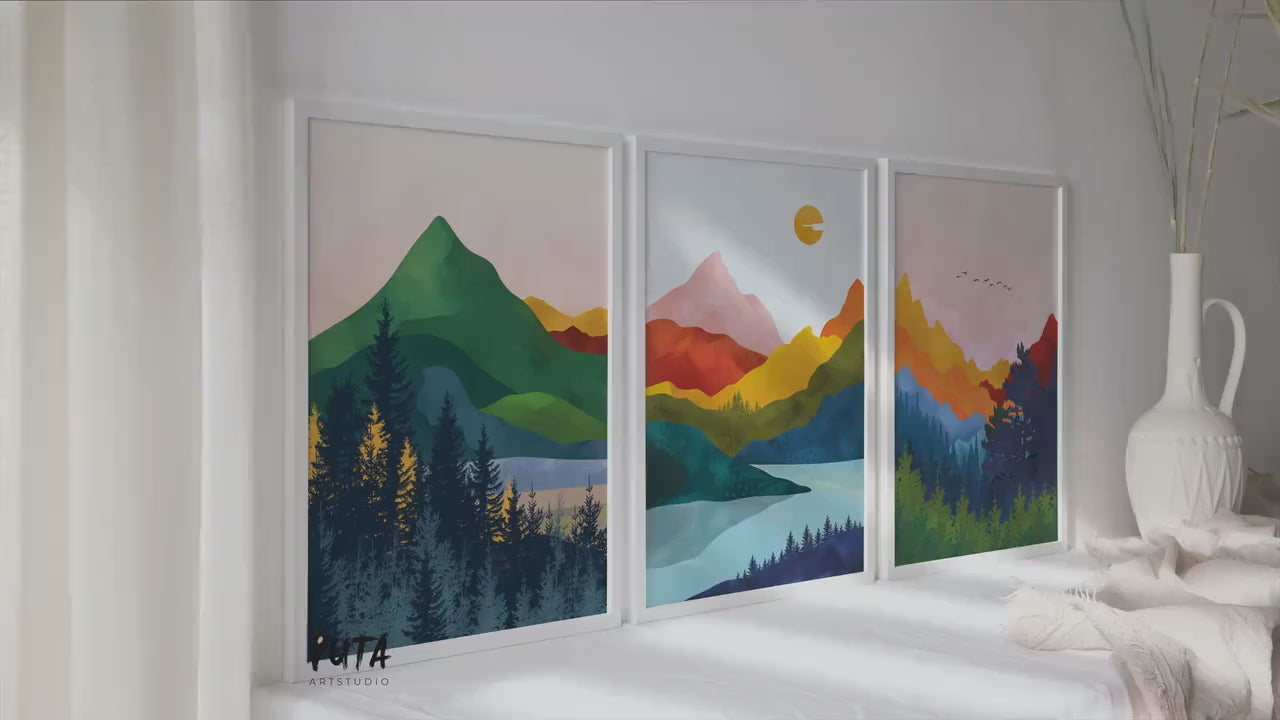 Set of 3 Mountains wall art prints