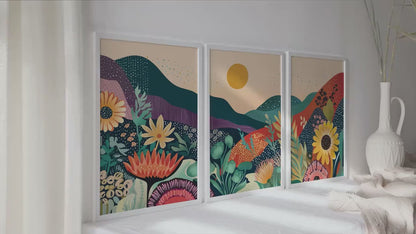 Colorful Mountain Wall Art Set of 3 Print