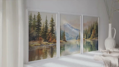Watercolor Lake Landscape Art Prints