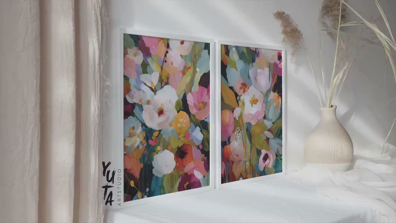 Colorful Floral Wall Art Set of 2 Prints