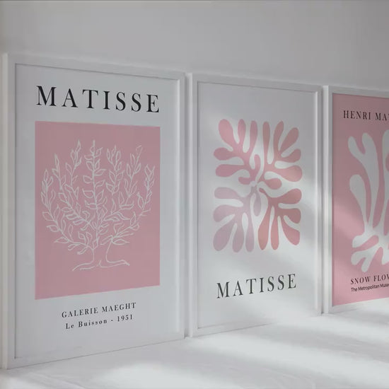 Pink Henri Matisse print set of 3 prints. Pastel minimalist gallery wall set