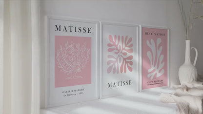 Pink Henri Matisse print set of 3 prints. Pastel minimalist gallery wall set