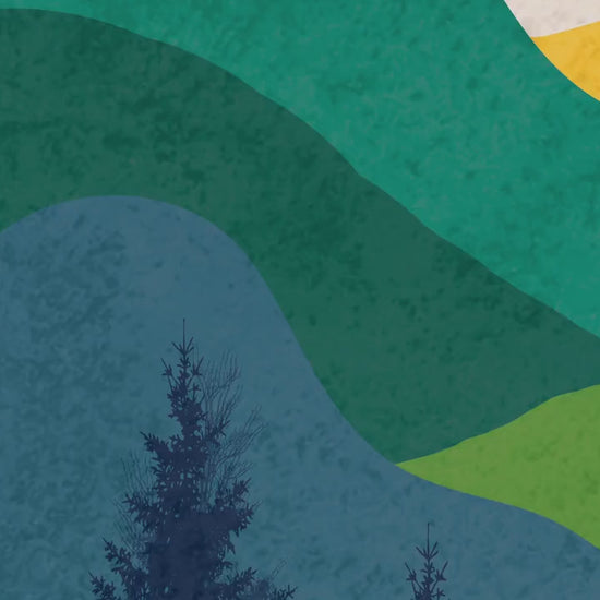 Colorful abstract mountain set of 3 prints. Minimalist abstract landscape poster.
