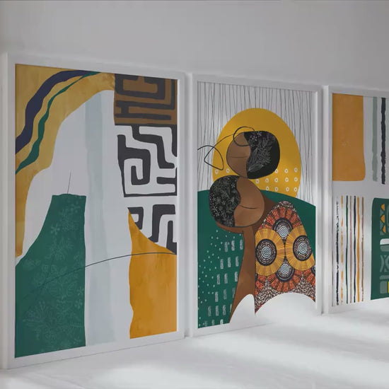 Colorful abstract african american art set of 3 print